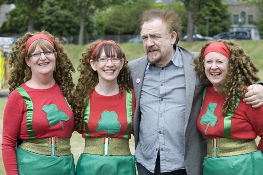 Brian Cox with Helen Brennan, Molly Malone and Lynne Cameron in 2010.