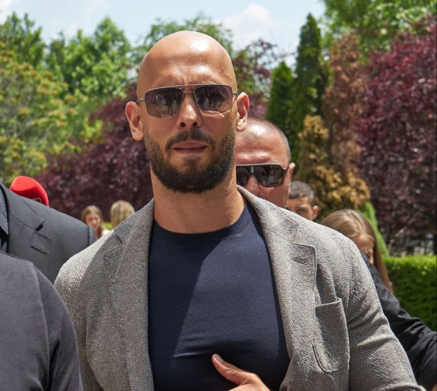 Andrew Tate outside court in Bucharest.