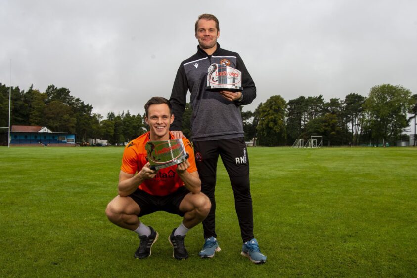Robbie Neilson, right, helped to convince Shankland his future lay at United - and would later take him to Hearts