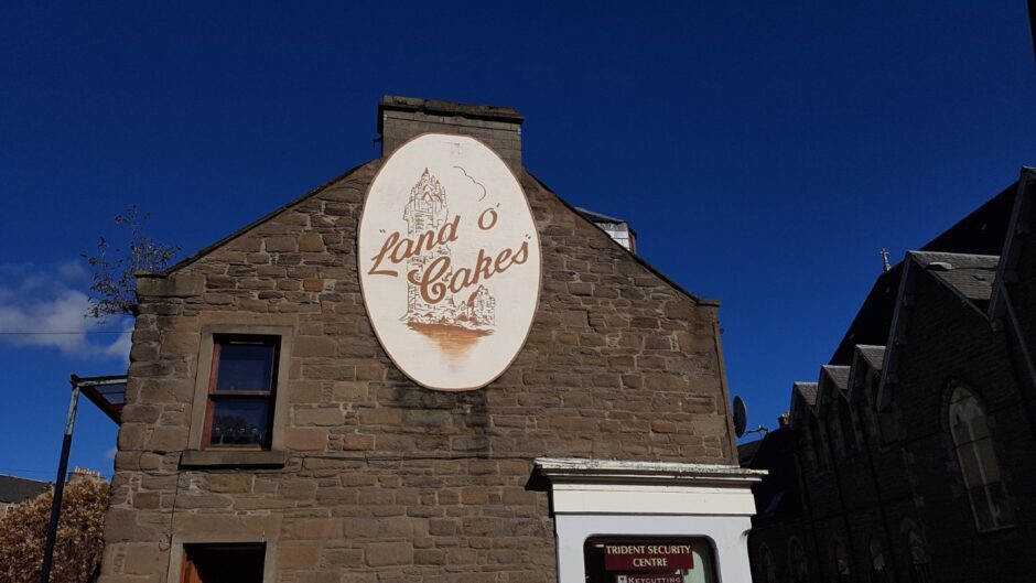 The famous Land o' Cakes sign in Dura Street. 