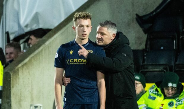 Dundee manager Tony Docherty is pleased with the contribution of Burnley loanee Michael Mellon. Image: SNS.