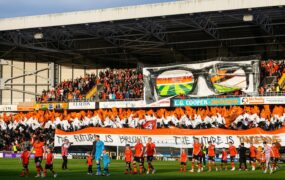 VIDEO: Watch as Dundee United fans unveil tifo ahead of title party at packed Tannadice