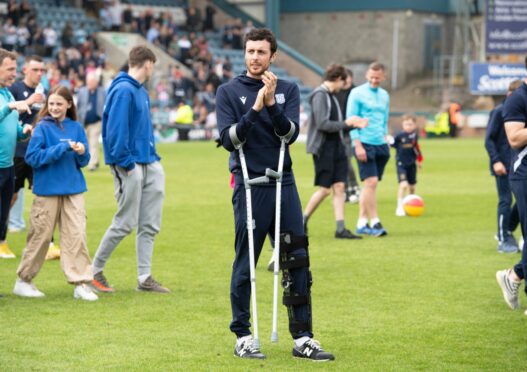Joe Shaughnessy on crutches
