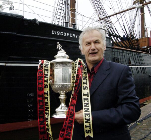 Former Dundee United manager Ivan Golac with the Scottish Cup
