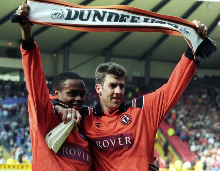 Former Dundee United winger Jerren Nixon, left, and cup final goalscorer Craig Brewster
