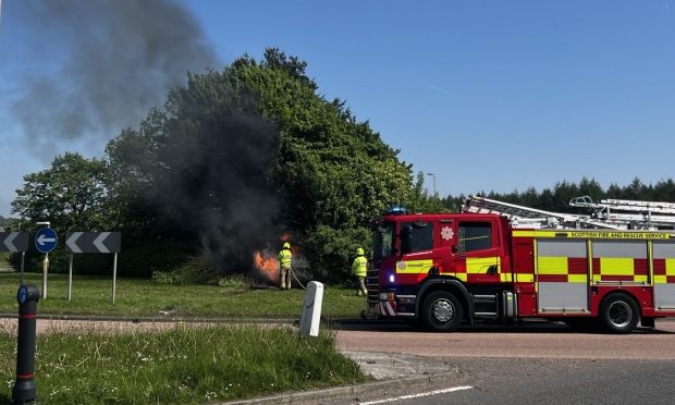 Two fire crews called after car burst into flames on A92 near Falkland.