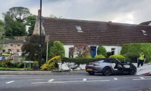The car crashed into a wall of a house on High Street, Aberdour.