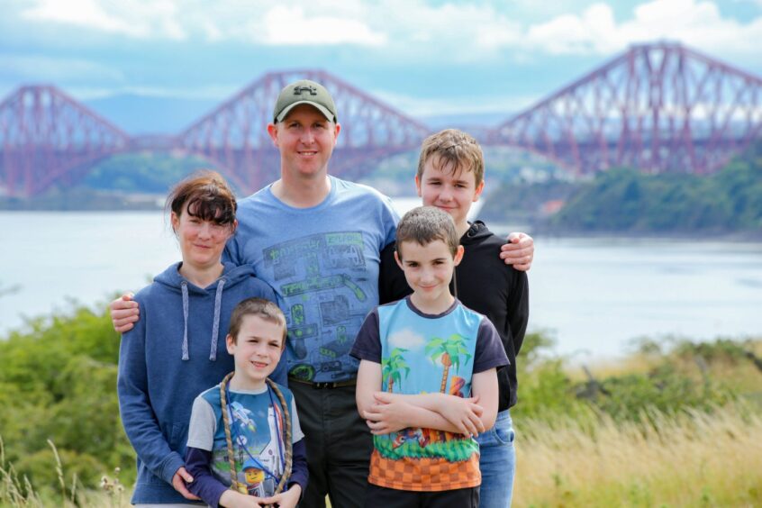 Fife dad Andrew Stevens, pictured with his family.