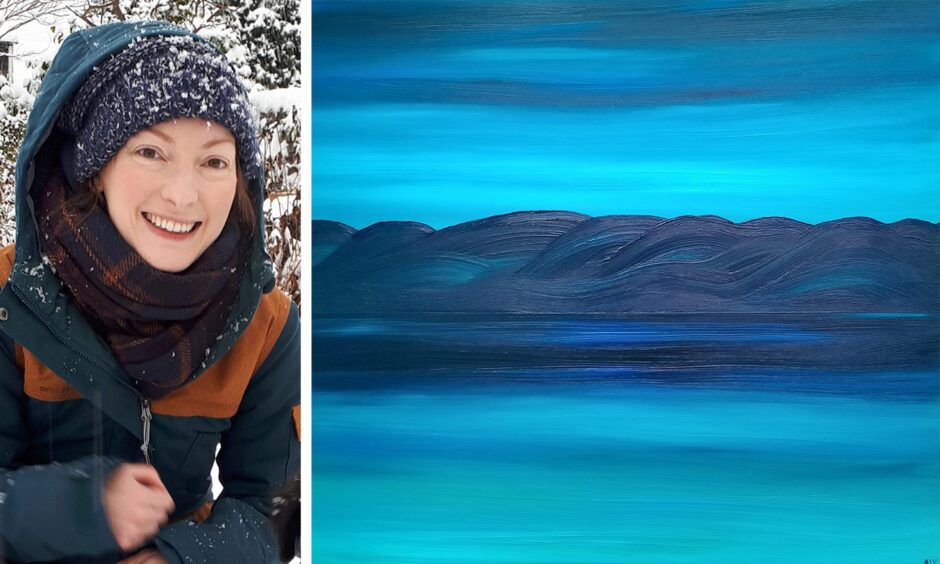 Newburgh-based painter Aly Beresford and her painting, Tranquil.