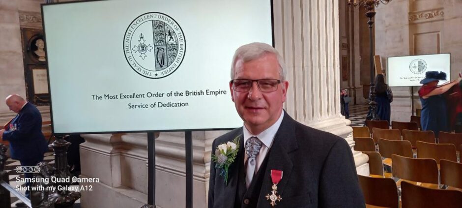 Bob Christie MBE from Brechin at a St Paul's Cathedral service of dedication.