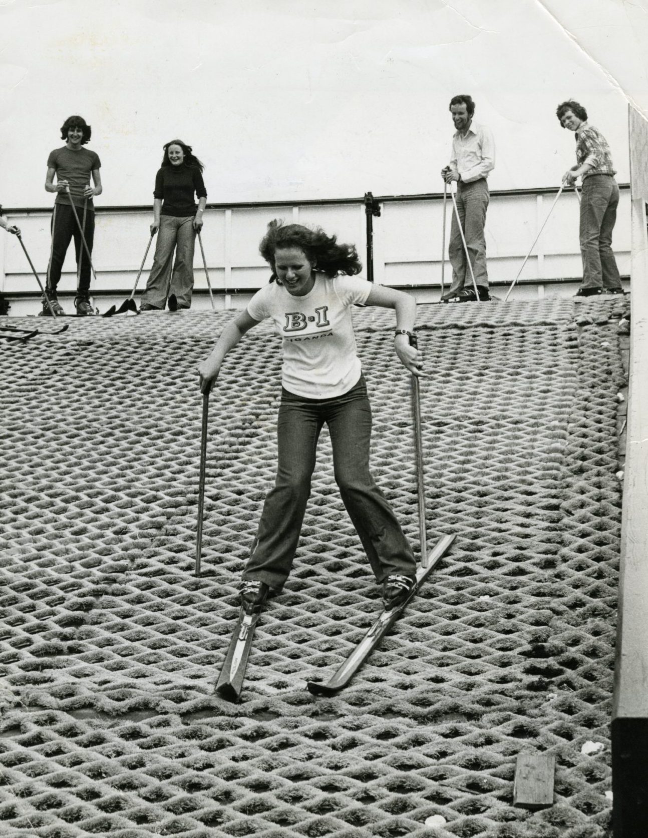 A woman skiis down the dry slope at the Ancrum Road Centre in Dundee in 1976