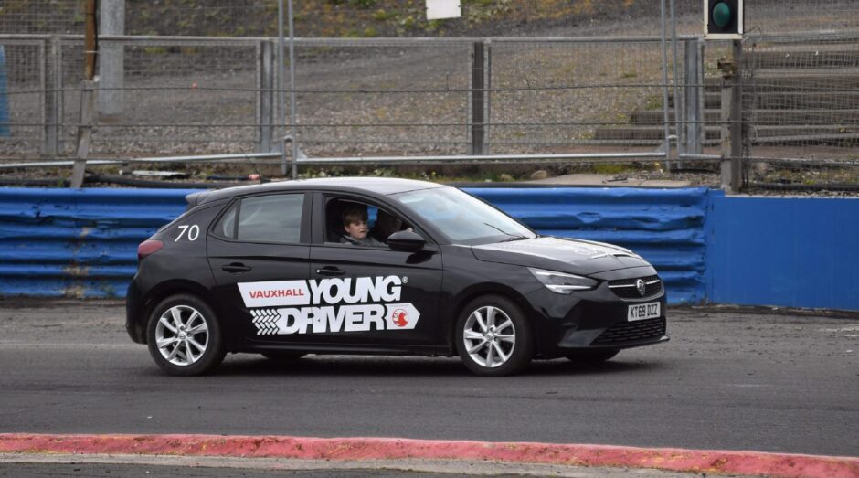 Alex driving on the circuit