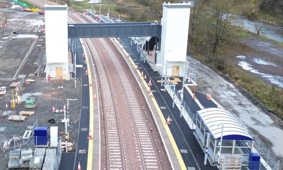 Cameron Bridge station with platforms as work progresses on the Levenmouth rail link.