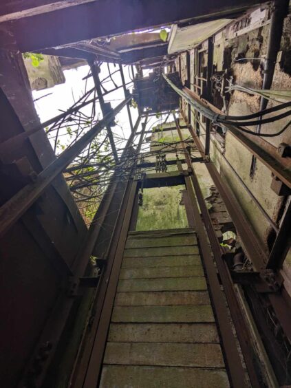 Gazing up the lift shaft. Image: Gayle Ritchie.