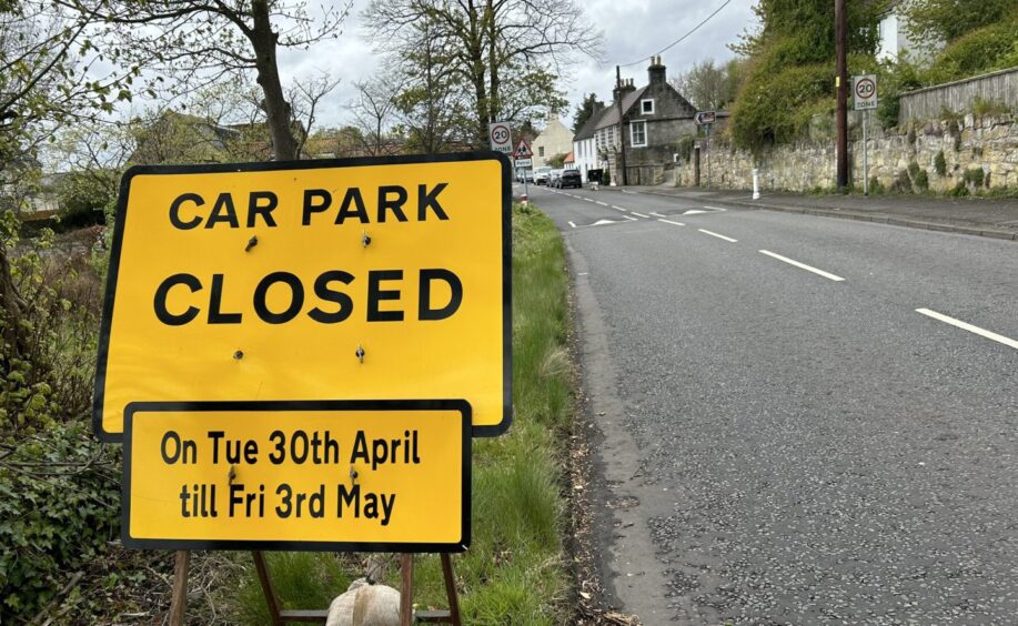 Car park closed for a week at Culross as filming takes place.
