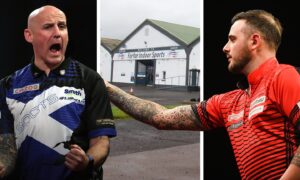 Alan Soutar and Joe Cullen are heading to Forfar for the darts masters event in July. Image: DC Thomson/PA