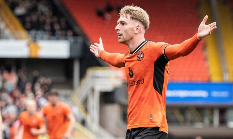 Kai Fotheringham celebrates one of his 15 Dundee United goals