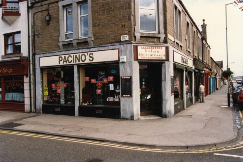 The exterior of Pacino's shop on the corner of Brook Street. 