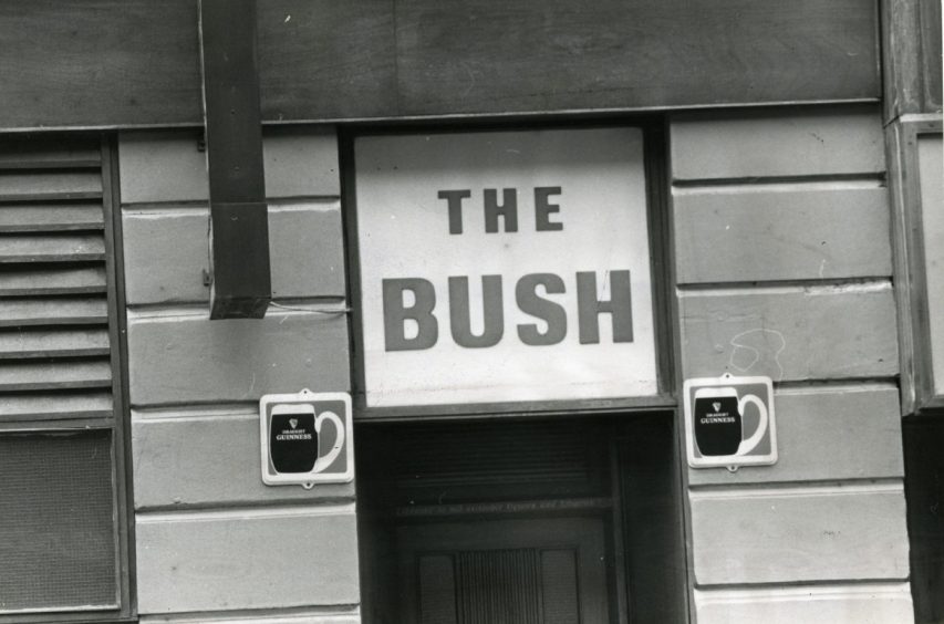 The exterior and sign of The Bush pub in the Seagate, Dundee. 