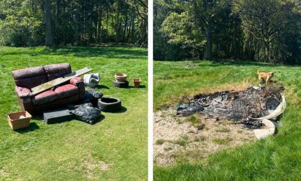 Fly-tipping and fire damage at Camperdown Park.