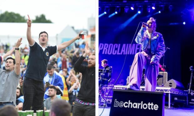 To go with story by Laura Devlin. Be Charlotte playing Dundee Euro fanzone Picture shows; Be Charlotte playing Dundee Euro fanzone. N/A. Supplied by Wullie Marr/Jamie Logie  Date; Unknown
