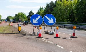 The roadworks on the A90 between Dundee and Forfar