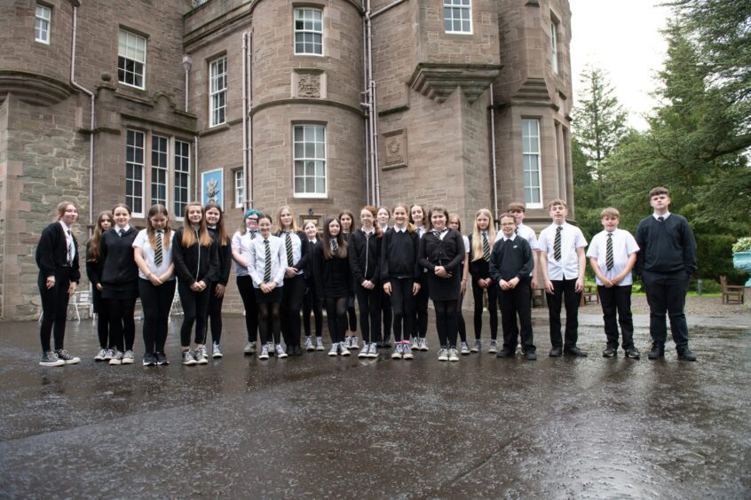 Group of pupils lined up outside Black Watch Museum
