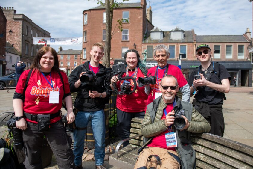 Bonfest fans in Kirriemuir town centre for the annual AC/DC celebration.