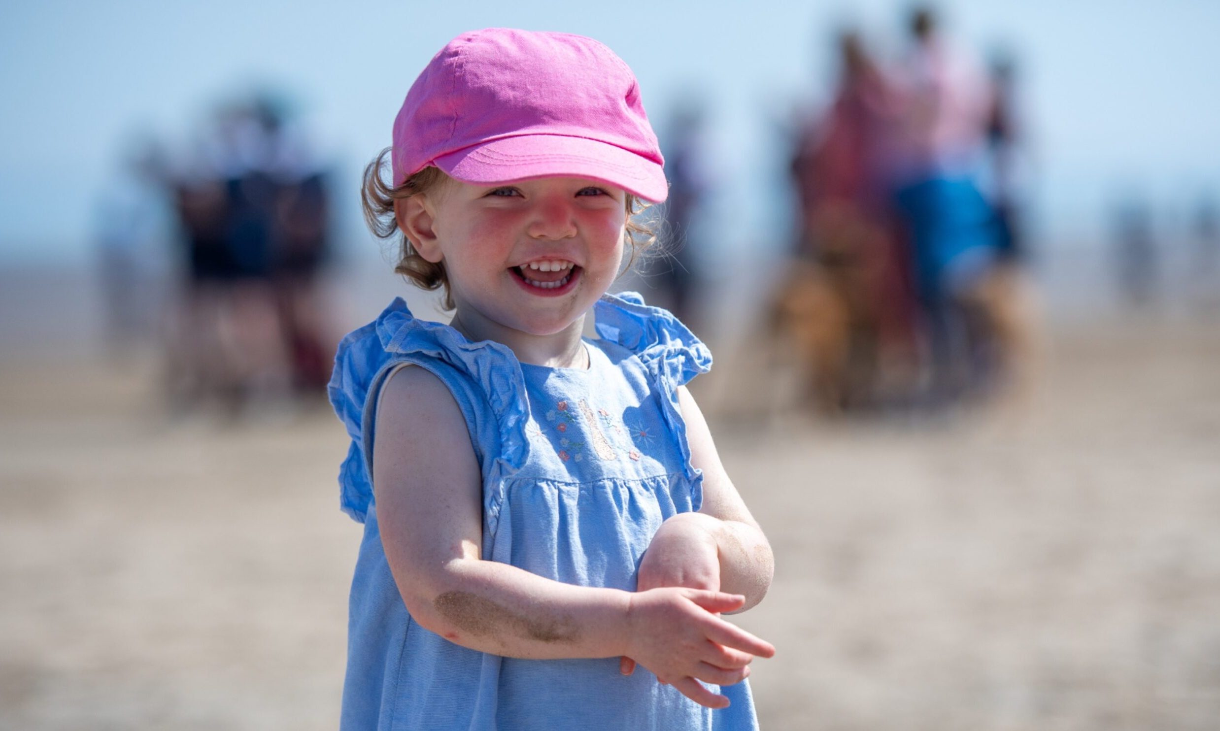 Eva Robinson (2) enjoyed a day out on West Sands beach, St Andrews. Image: Kim Cessford / DC Thomson