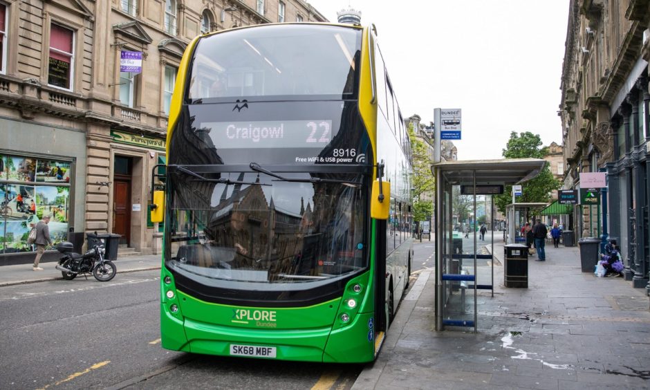 An Xplore bus in Dundee city centre.