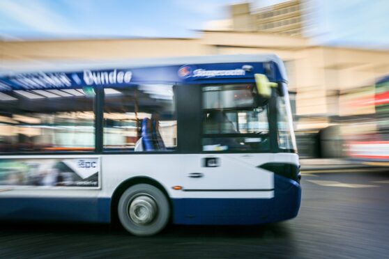 Courier/Tele News. File pics of Stagecoach and Xplore Dundee buses at High Street/Nethergate. Pic shows; Stagecoach Bus in Dundee. Tuesday, 22nd January, 2019. Kris Miller/DCT Media.