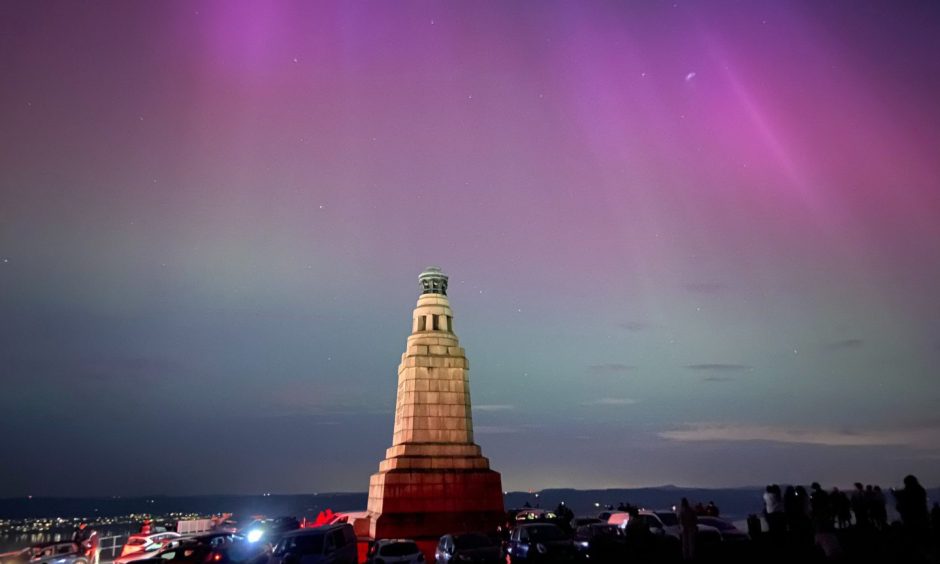 The Northern Lights over Dundee Law.