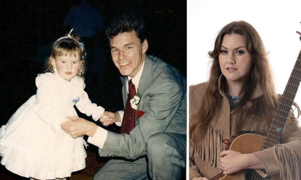 To go with story by Rebecca Baird. Kirsten Adamson interview feature Picture shows; Kirsten Adamson with her Big Country dad Stuart, and now. . na. Supplied by Image: Supplied/DC Thomson.  Date; Unknown