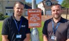 Fife Council safer communities officers Callum Houston (left) and Kevin Wright as they investigate a complaint of dog fouling in Cupar. Image: Michael Alexander