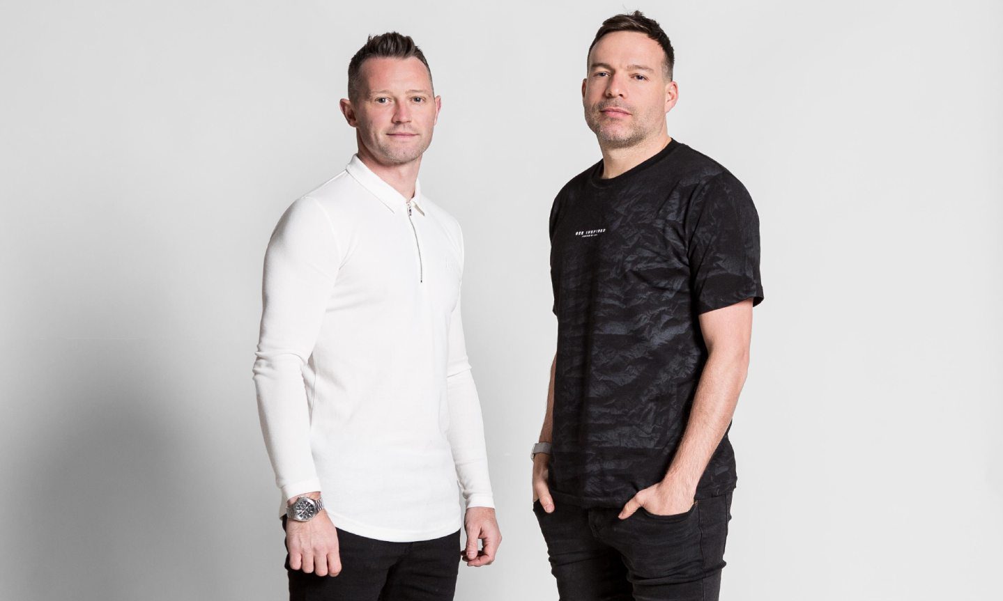 Footballers Mark Corcoran and Steven Robb of fashion firm Bee Inspired. Image: Bee Inspired