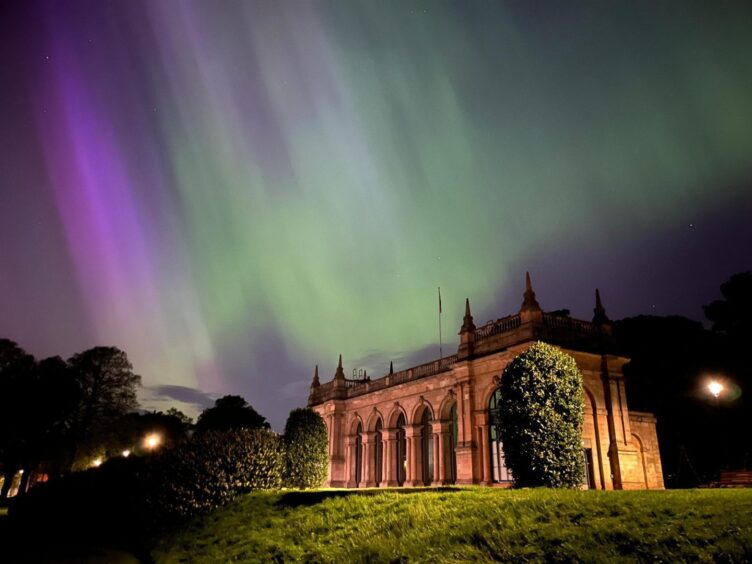 The northern lights from Baxter Park in Dundee