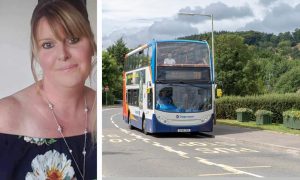Sharon Hoey and a Stagecoach bus.