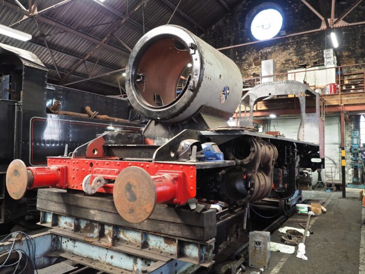 Work on the Carmyllie Pilot during the restoration.