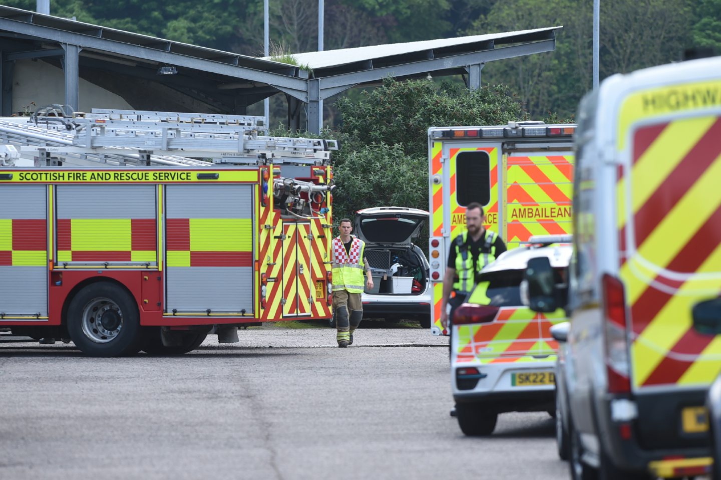 Emergency services at the gas leak in Inverness.