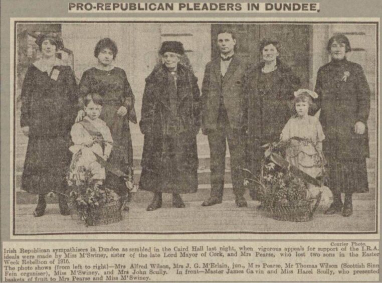Irish Republican sympathisers outside the Caird Hall in Dundee following the Easter Rising of 1916.