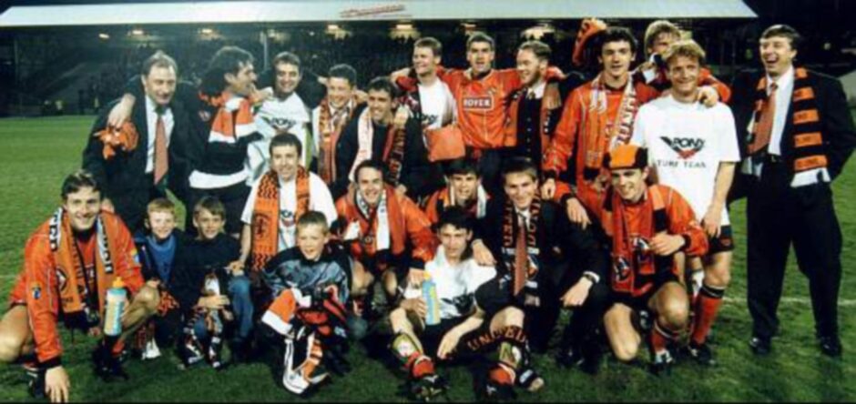 The celebrations that following Dundee United's promotion in 1996