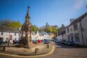 Dunkeld street scene with fountain in town square