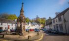 Dunkeld street scene with fountain in town square