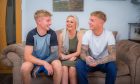 Dundee identical twins Darren Barty (left) and David Barty (right) with mum Louise Kerr. Image: Steve MacDougall/DC Thomson