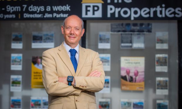 Estate agent Jim Parker outside his Leven office.