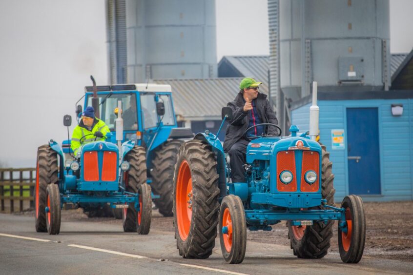 Vintage charity tractor run in Angus for MND.