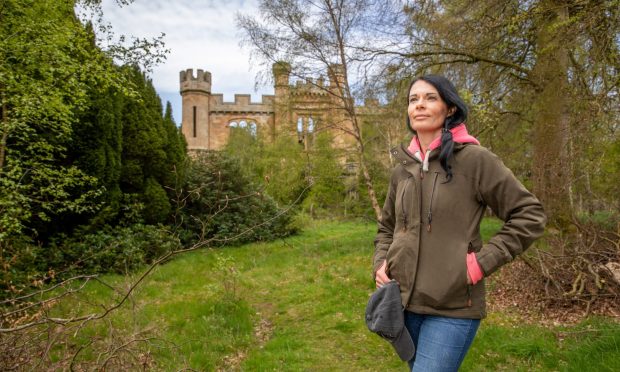 Gayle Ritchie outside crumbling Crawford Priory near Cupar. Image: Steve Brown/DC Thomson.