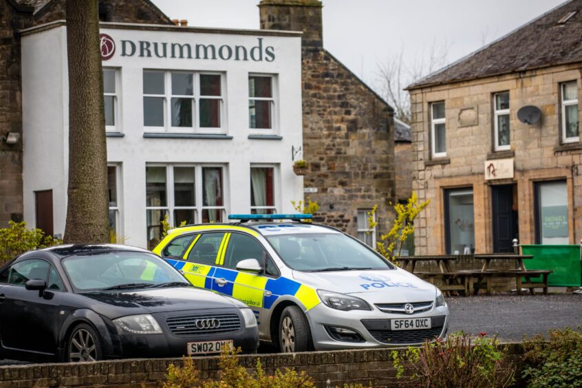 Drummond Hotel, Markinch with police outside