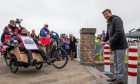 Councillor Steven Rome officially opens the Broughty Ferry active travel route. Image: Steve Brown/DC Thomson.