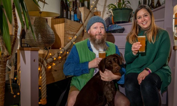 Stephen Marshall and partner Lucy Hine run Futtle, an organic Fife brewery near Saint Monans, with their dog Rita.